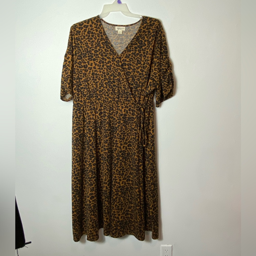 Style & Co. Brown Leopard Print Midi Dress
